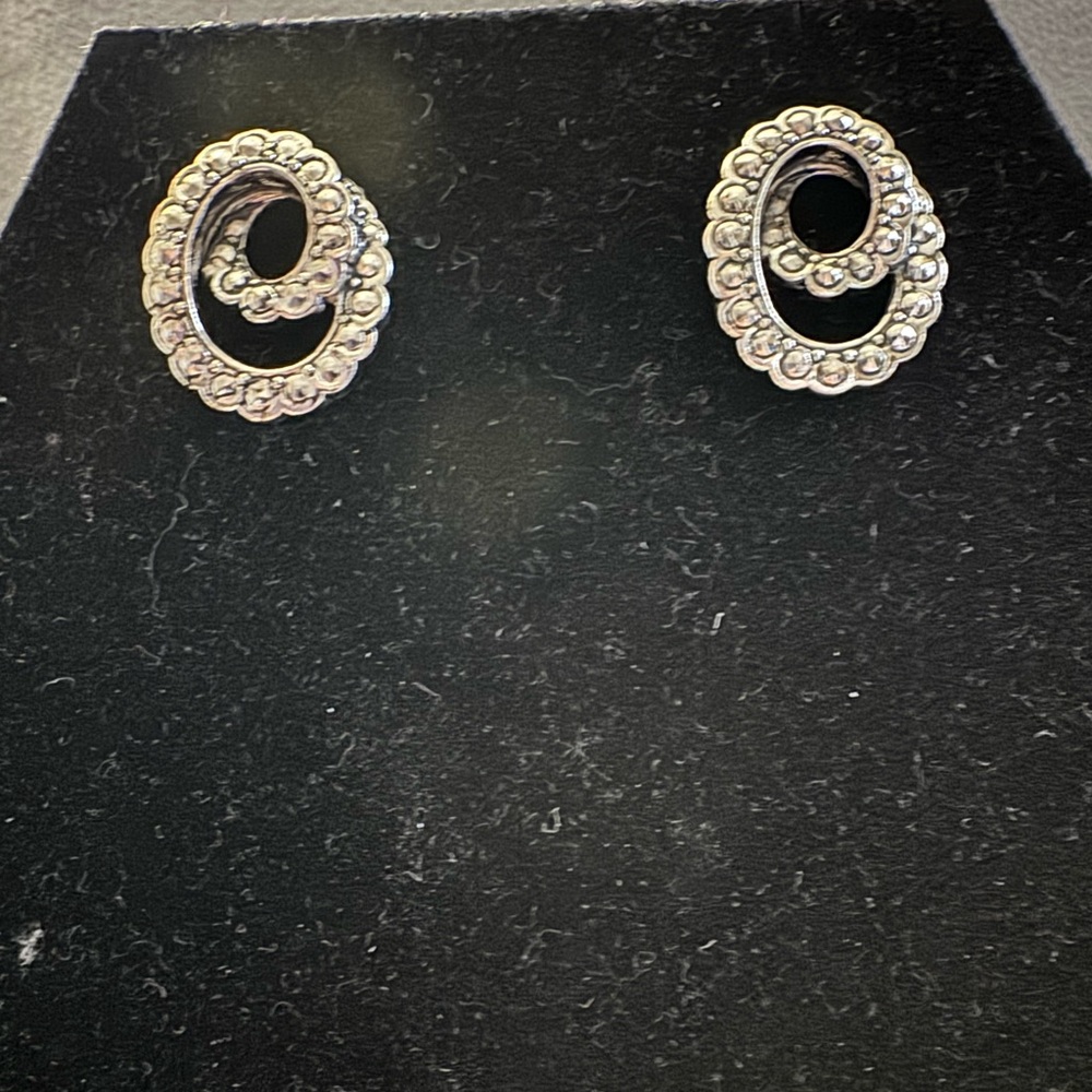 Vintage Avon Double Swirl Silver Tone Stud Earrings